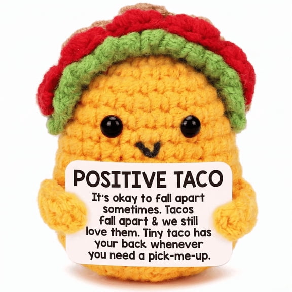 Handmade Crochet Mini Taco Toy, Cute Inspirational Gift, Funny Desk Decor for Birthday Graduation Teacher Appreciation, Unique Gift for Women Men Coworkers