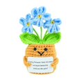thumbnail image 1 of Handmade Crochet Potted Plant Figurine, Emotional Support Crochet, Positive Crochet, Cute Desk Decor, 4X3.5X2 Inch Blue Forget-Me-Not Knitted Ornament, Uplifting Small Potted, 1 of 2