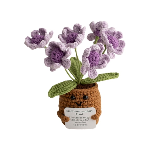 Handmade Crochet Potted Plant Knitted Flower Decor Yarn Crafted Desk Ornament Soft Textile Botanical Figure