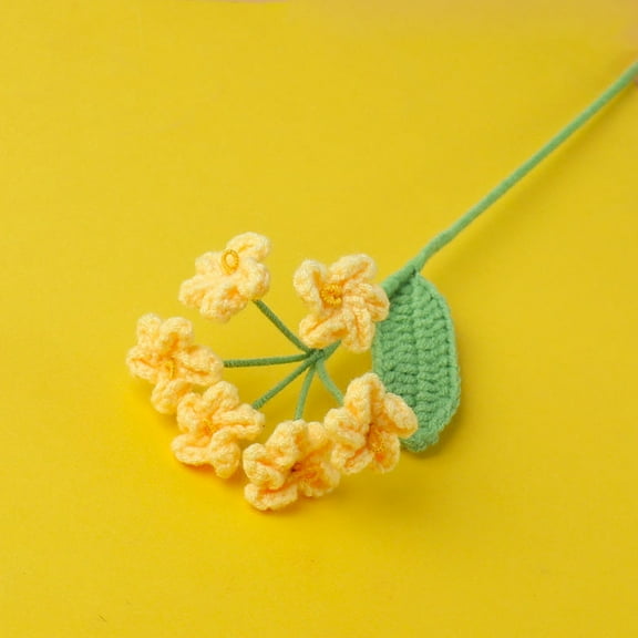 Handmade Crochet Potted Plants, Artificial Woven Flower Bouquet, Home & Office Decoration, Vase Insert for Table, Desk, or Garden, Soft Milk Cotton Yarn