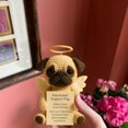 thumbnail image 1 of Handmade Crochet Pug Angel Figurine – Emotional Support Keepsake with Halo & Wings, Memorial Gift for Pet Lovers (8cm Tall), 1 of 4