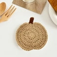 thumbnail image 1 of Handmade Crochet Pumpkin Coaster, Polyester Beverage Mat for Thanksgiving Halloween Table Decor, Set of 1 Fall Harvest Party Supply(D), 1 of 6