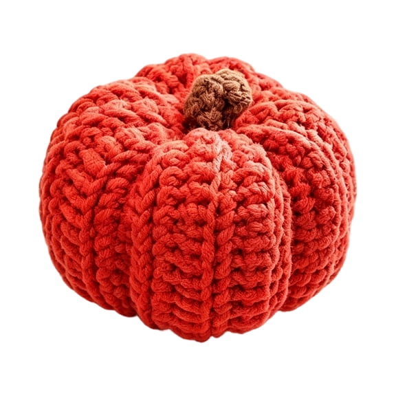 Handmade Crochet Pumpkin Plush Decor, Knitted Stuffed Squash Fall Thanksgiving Home Table Centerpiece Ornament