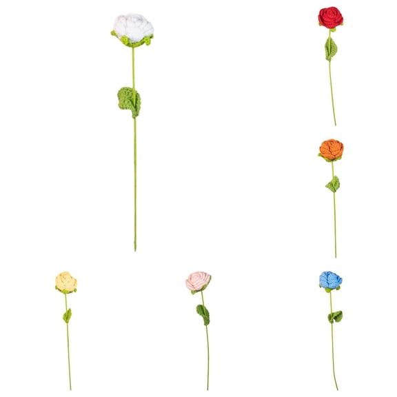 Handmade Crochet Roses Artificial Flowers,3.54*16.54 Inch Handmade Crochet Flower Bouquet,Crochet Flower Bouquet Already Made,Wedding Home Table Decor Gift for Mom (12Pcs, Multicolor)