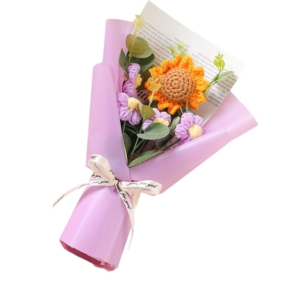 Handmade Crochet Sunflower Bouquet Home Decoration Crochet Flowers Yarn Flower