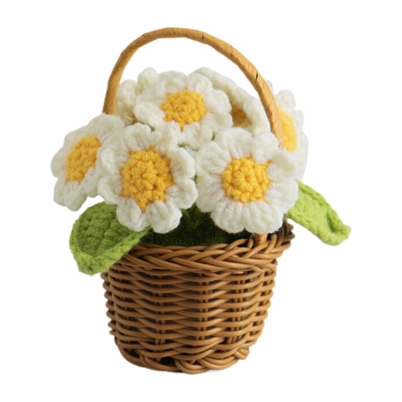 Handmade Crochet Sunflower Bouquet, Knitted Potted Flowers for Home Decor, Gift for Mom Birthday Anniversary Valentines, Fall Flowers Artificial for Decoration Harlik