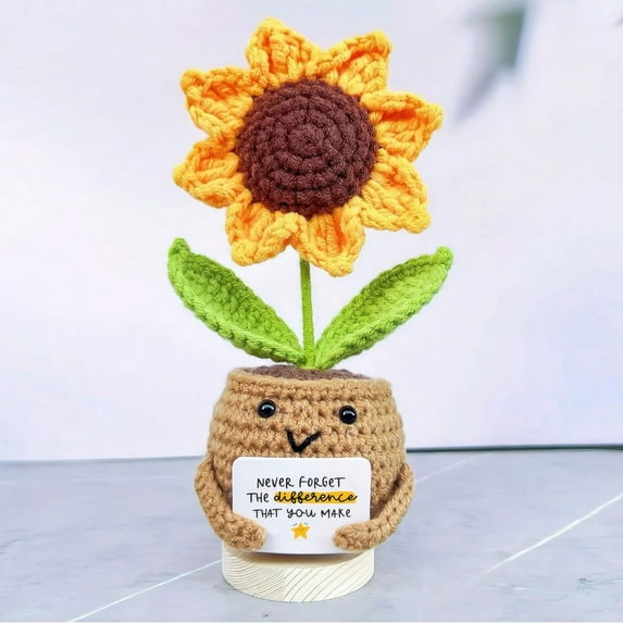Handmade Crochet Sunflower - Emotional Support Plant, Mothers Day, Birthday Gift for Women, Friend Sister, Coworker, Desk Decor,Gifts for her