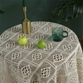 thumbnail image 1 of Handmade Crochet Tablecloth Cotton Lace Table Cloth Rectangular Table Cover For Kitchen Dinning Wedding Party Decoration, White, 1 of 6