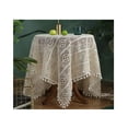 thumbnail image 1 of Handmade Crochet Tablecloth Cotton Lace Table Cloth Rectangular Table Cover for Kitchen Dinning Wedding Party Decoration, Beige, 1 of 4