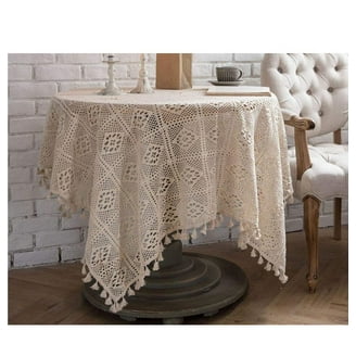 Nappe De Table En Dentelle Crochetée, Faite Main, 100% Coton, Motif Floral, Blanc