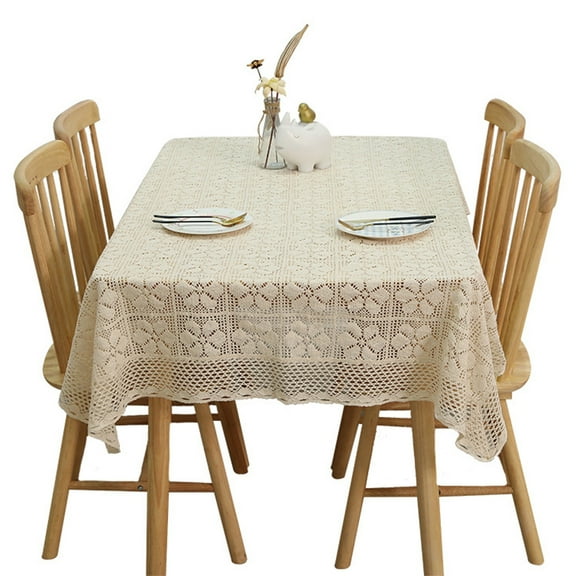 Handmade Crochet Tablecloth Rectangle Romantic Table Cover Lace Design Table Overlays Rectangular