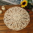 thumbnail image 1 of Handmade Crochet Tablecloth,Round Cotton Lace Table Placemats Knitted Tablecloth,Rippled Edge，23.6 Inch，Beige, 1 of 4