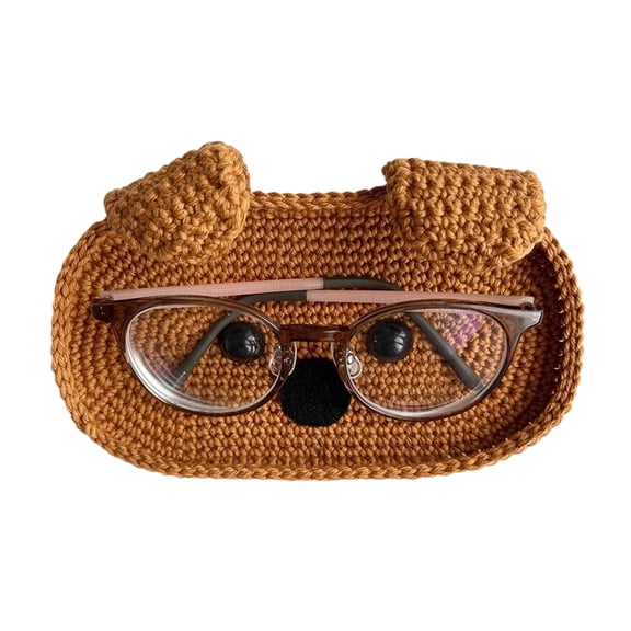 Handmade Crochet Theme Glasses Holder Eyeglass Protective Storage Tray for Home Desk Spectacle Organizers Gift