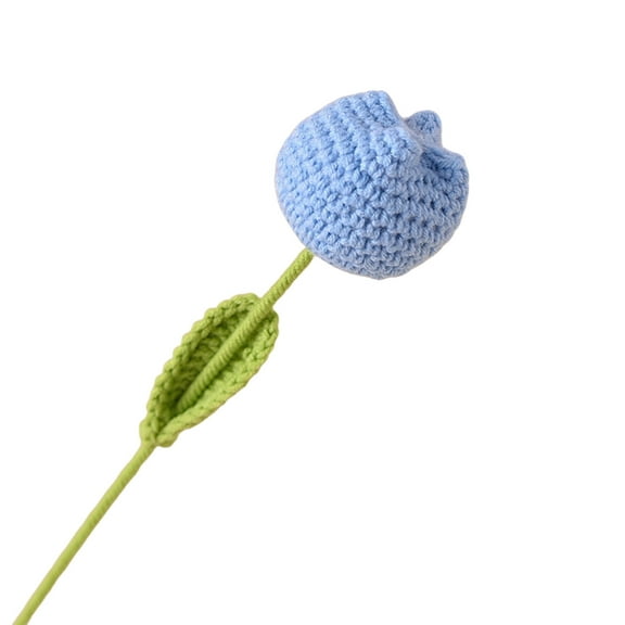 Handmade Crochet Tulip Artificial Flower, Lifelike Wool Simulation Bloom for Home and Office Decor