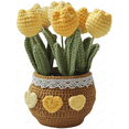 thumbnail image 1 of Handmade Crochet Tulip Bouquet Potted Plants, Knitted Artificial Forever Flowers with Exquisite Pot, Gift to Friends Women Kids, for Mother's Day Home Decorations, Office Desk (Yellow), 1 of 19