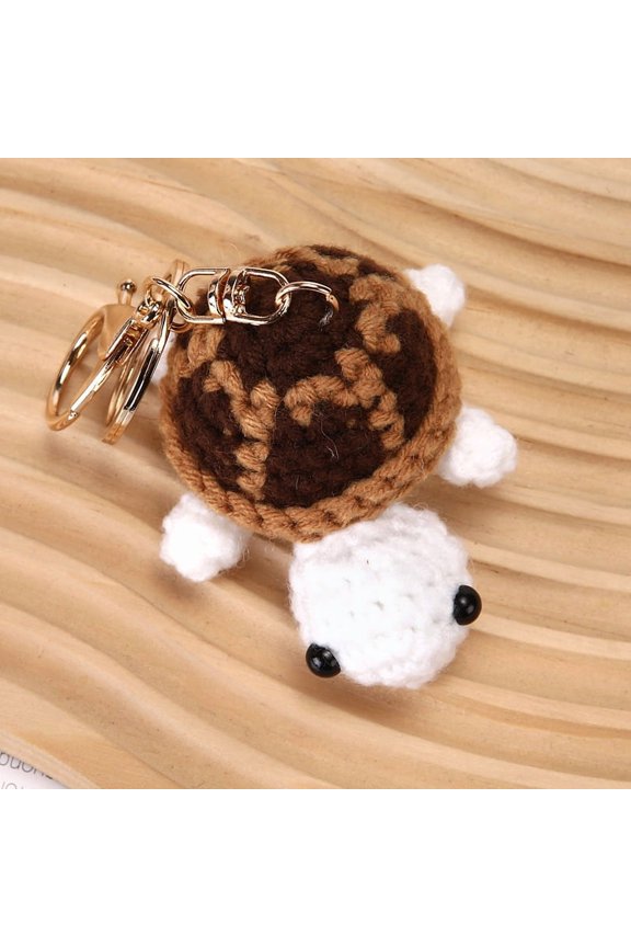 Handmade Crochet Turtle Keychain, Polyester Yarn Knitted Tortoise Bag Charm Key Pendant