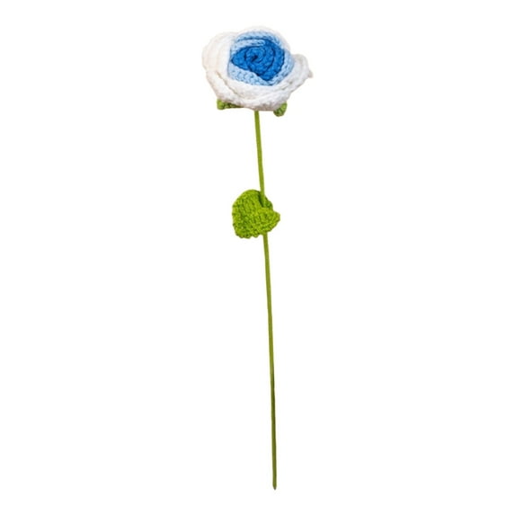 Handmade Crochet Wool Rose - Woven Artificial Flower, Home Decor, Gift, Wedding, Long Lasting, No Fade Dark Blue