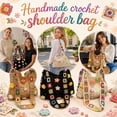 thumbnail image 1 of Handmade Crochet Woven Tote Bag for Women, 3D Floral Granny Square Shoulder Bag, Magnetic Closure Large Beach Bag for Commute Grocery Holiday (White), 1 of 6