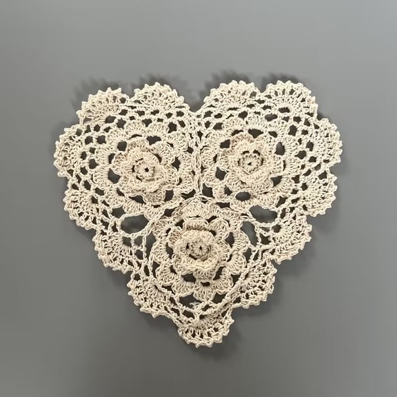 Handmade Crocheted Heart-Shaped Lace Coasters - Vintage Style Decorative Drink Mats