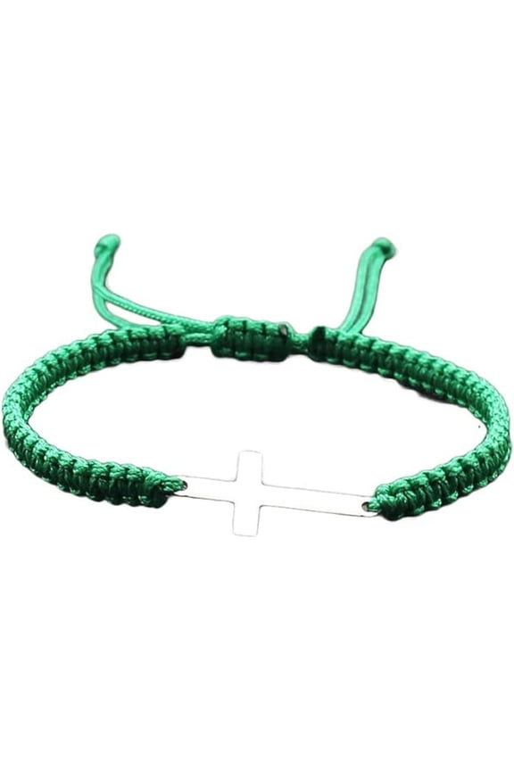 Handmade Cross Colorful Adjustable Braided String Bracelet Friendship Couple Tiny Sideways Cross Rope Bangle Lucky Protection Jewerly for Women Men Teens