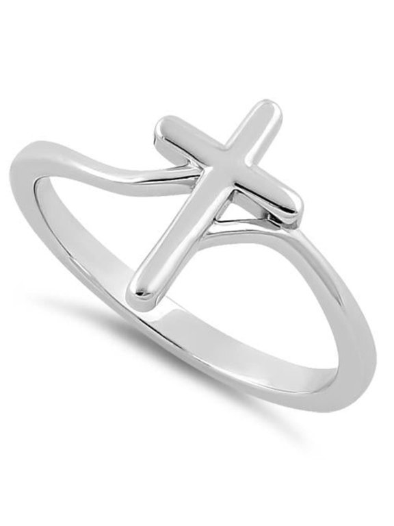 Handmade Cross Ring 925 Sterling Silver Religious Ring for Women Jewelry
