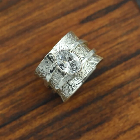 Handmade Crystal Gemstone Ring, Silver, Size 10.5, Anniversary