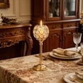 thumbnail image 1 of Handmade Crystal Metal Table Candlestick, Hollow Decorative Candlestick Ornament, Candle Holder Centerpiece for Home Office Dining, Elegant Tabletop Decor, Stylish Candlelight Accent, 1 of 6