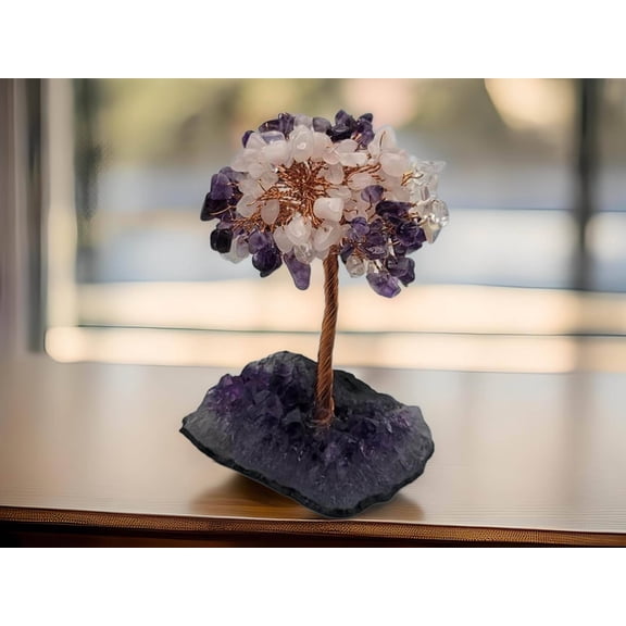 Handmade Crystal Tree/Amethyst Rose Quartz Feng Shui Tree