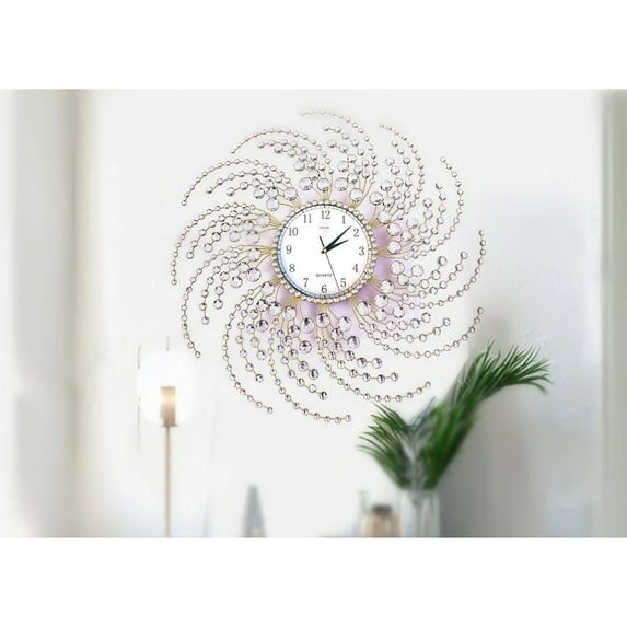 Handmade Crystals Metal Wall Clock