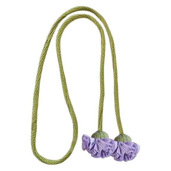 Handmade Curtains Tiebacks - 43" Durable Decorative Flower Curtain Tiebacks, Elegant Floral Curtain Holdbacks Holders Cord for Window Sheer Drapes Indoor Living Room Decor, 1Pc(Purple,43x1")
