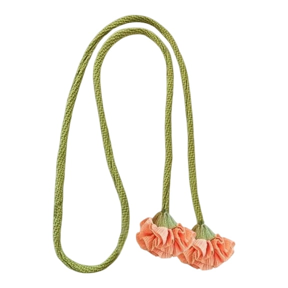 Handmade Curtains Tiebacks - 43" Durable Decorative Flower Curtain Tiebacks, Elegant Floral Curtain Holdbacks Holders Cord for Window Sheer Drapes Indoor Living Room Decor, 1Pc(Orange,43x1")