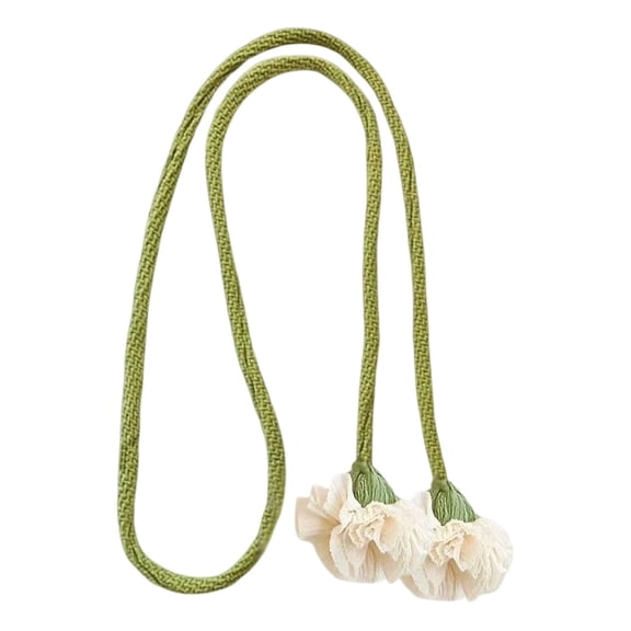 Handmade Curtains Tiebacks - Cute Flower Curtain Ties Decorative Rope, Elegant Floral Room Decor for Bright Airy Living Spaces, Essential for Cottagecore and Farmhouse Lovers, 1Pc(Beige,43x1")