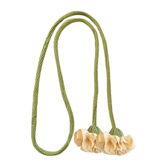 Handmade Curtains Tiebacks - Cute Flower Curtain Ties Decorative Rope, Elegant Floral Room Decor for Bright Airy Living Spaces, Essential for Cottagecore and Farmhouse Lovers, 1Pc(Yellow,43x1")