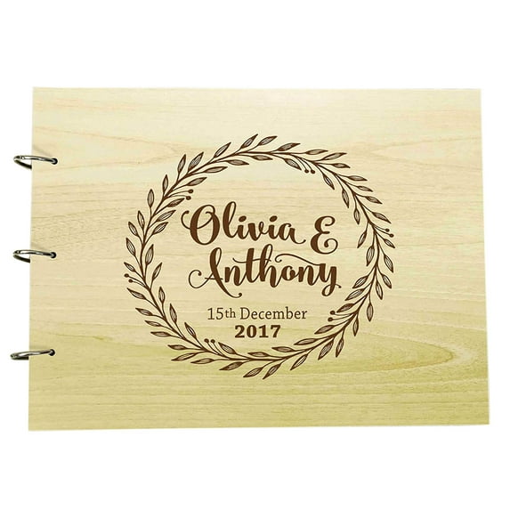 Handmade Custom Guest Book Rustic Wedding Wood Engraved Advice Book Photo Album Personalized Scrapbook