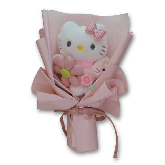 Handmade Cute Hello Kitty Pink Plush Stuffed Soft Toys Gift Box Bouquet Valentines & Mother's Day