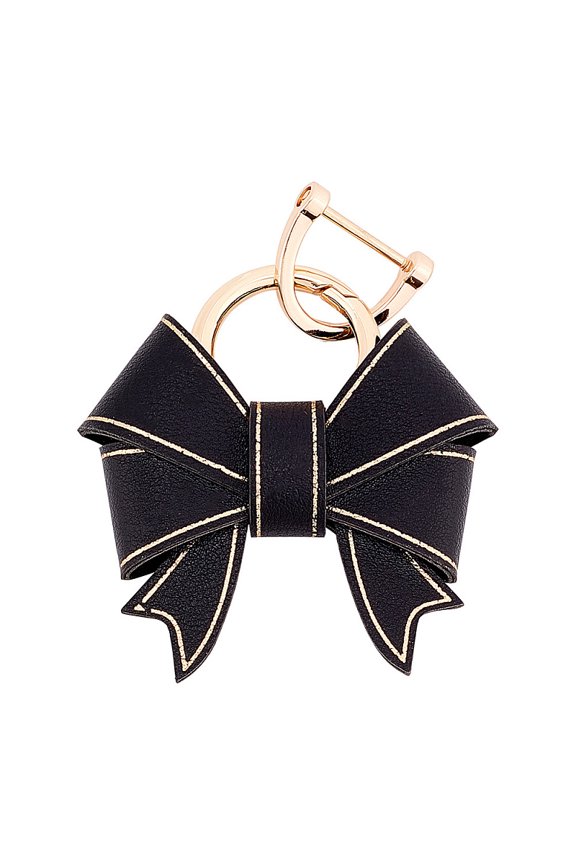 Handmade Cute Ladies Car Keychain PU Imitation Leather Keychain with Zinc Alloy Findings Black 9cm for DIY