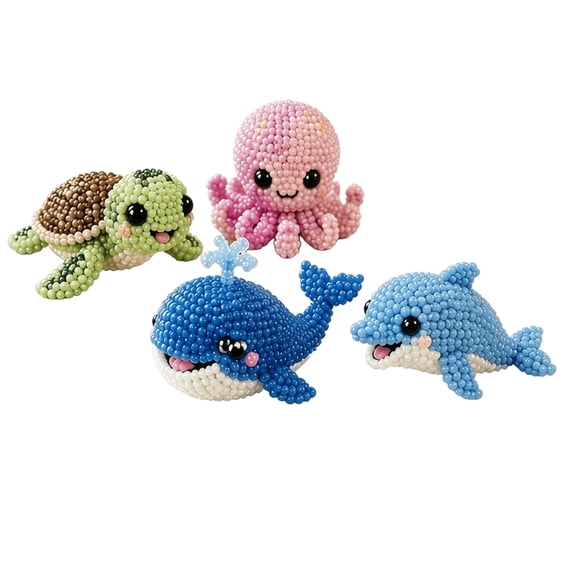 Handmade DIY Animal Bead Set, Sea Animal Shape Crafting Kit for Ocean Theme Jewelry Making and Educational Art Projects, Creative Beading Set for Beginners