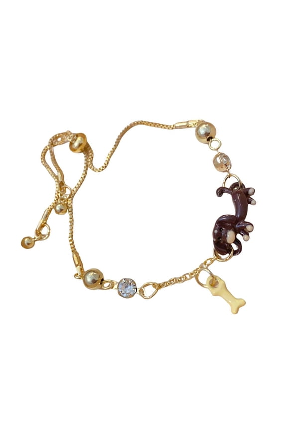 Handmade Dachshund Charm Bracelet Playful Dachshund Dog Bracelet Accessory Elegant Wrist Chain Charm for Pet Fan