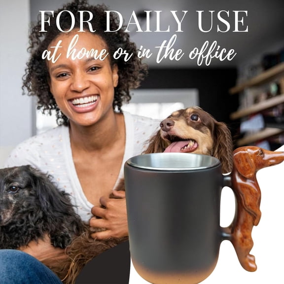 Handmade Dachshund Mug, Cute 3D Dachnut Handle, 11oz Coffee Cup, Unique Dog Coffee Mugs Gift for Dogs Owner and Pet Lover Collection