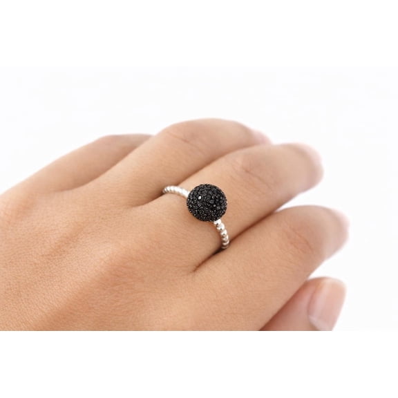 Handmade Dainty Bubble Band Ring Elegant Minimalist Jewelry Gift 925 Sterling Silver CZ Dome Ring