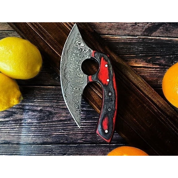 Handmade Damascus Chef Kitchen Ulu Knife Making Custom 100% Handmade Damascus