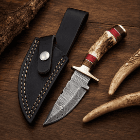 Handmade Damascus Fixed Blade Knife 7 inch Hunting Camping Outdoor Predator Hunter HandiGo USA