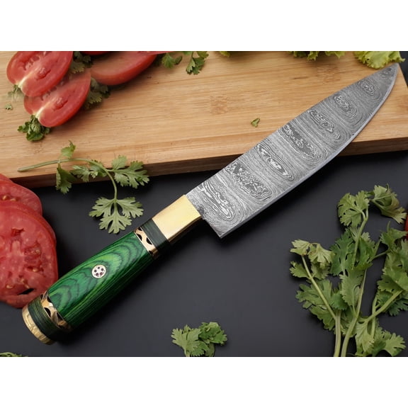Handmade Damascus Kitchen Chef Knife Hand Forged Fixed Blade