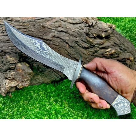 Handmade Damascus Steel 13 Inches Bowie Knife - Solid Perfect Grip Handle (REG-1314)