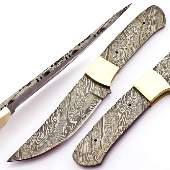 Handmade Damascus Steel Knife Blank 9.0'' Fixed Blade Multipurpose Outdoor Survival Tool