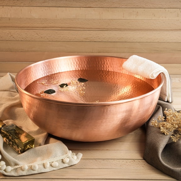 Handmade Dark Copper Pedicure Bowl Luxurious Foot Soaking Bath for Spa & Home