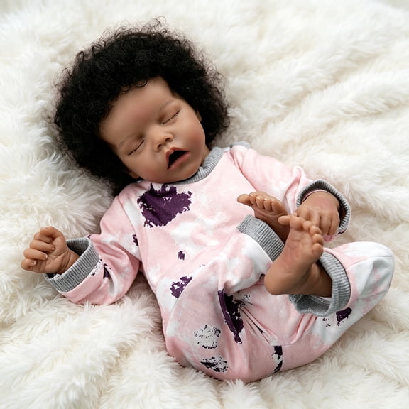 Handmade Dark Skin Reborn Dolls Life born Doll African American Baby Girl Doll Soft Cloth Body with Accessories