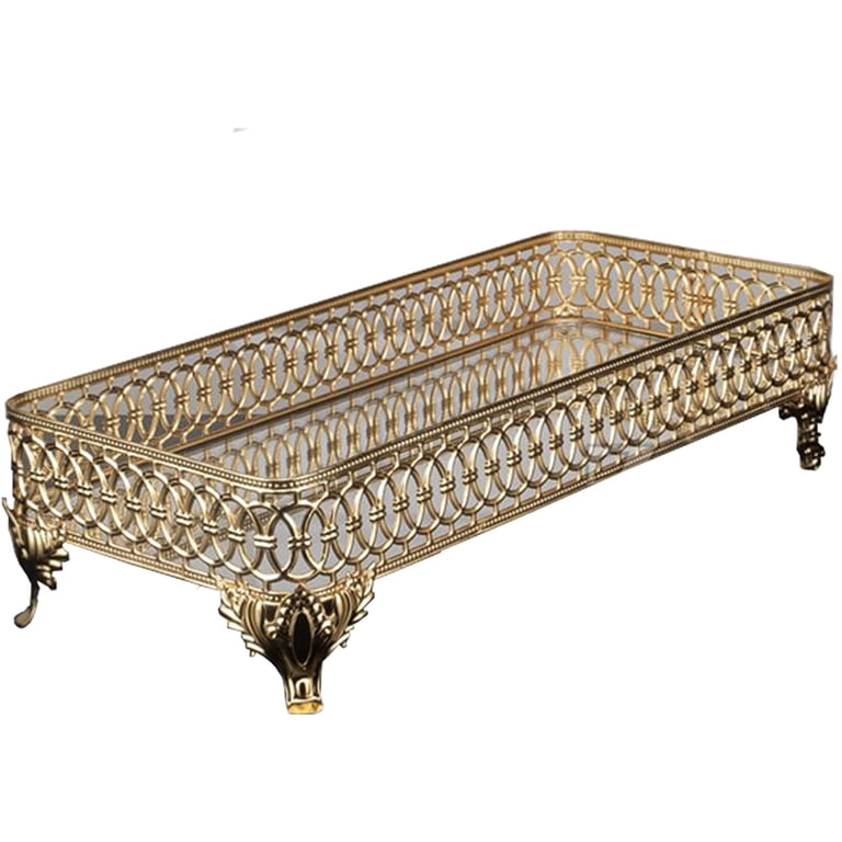 gold tray for dresser Vintage Gold Dresser Vanity Mirrored Tray. Rich Gilded Metal Tea Rose Oval Frame. Chic Bedroom Bath Perfume Display. Wall Hanging main image 0