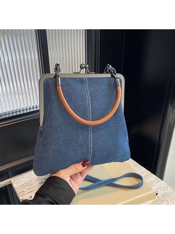 Handmade Denim Tote Bag Crossbody Purse Stylish Patchwork Shoulder Satchel