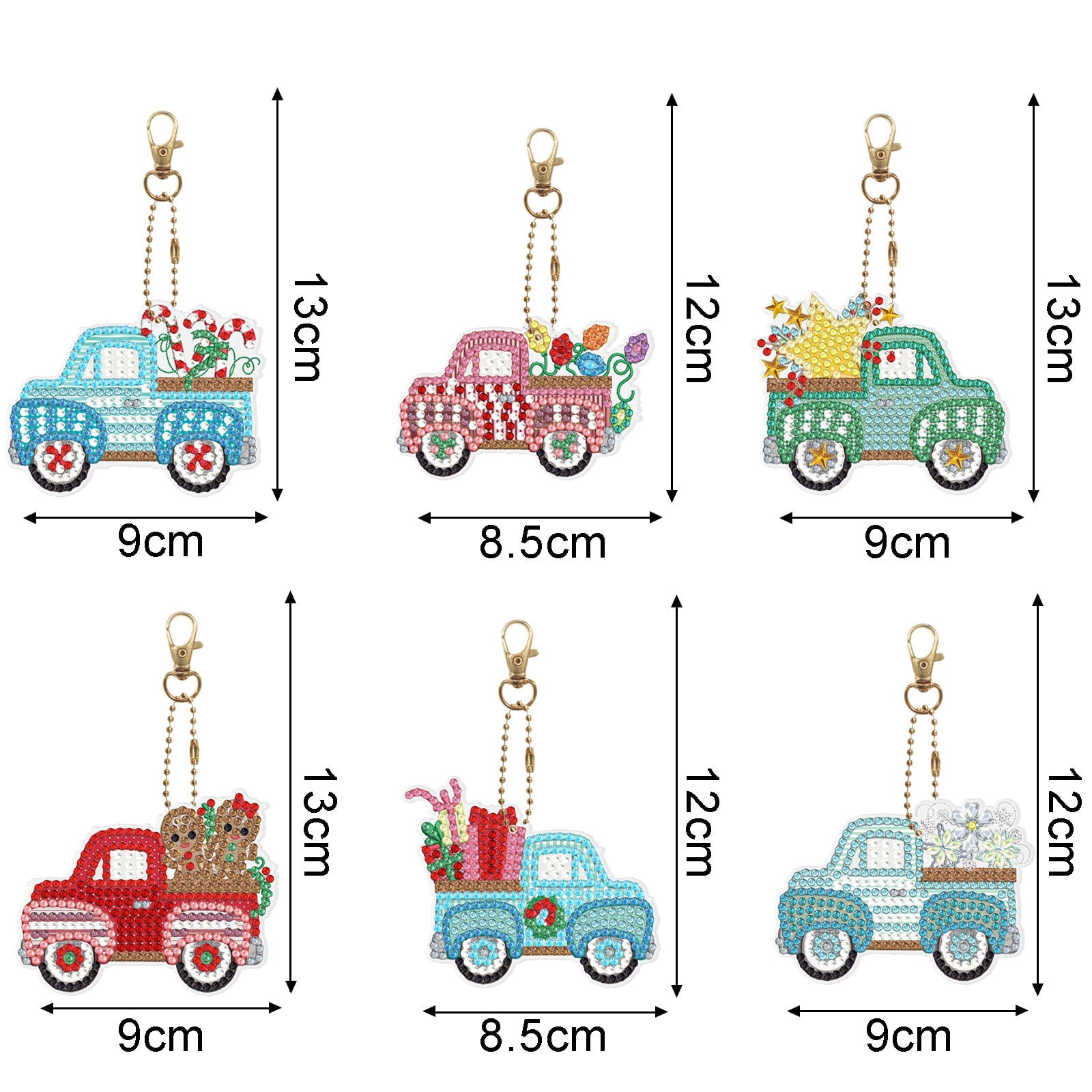 Diamond Painting Keychain Handmade Cartoon Key Chain with Acrylic Board Drill Pen Key Rings DIY Craft Keyring Diamond